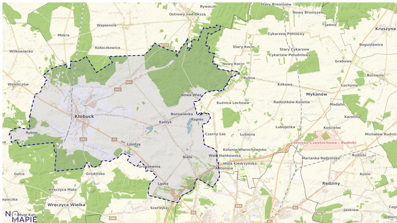 Mapa obszarów ochrony przyrody Kłobucka